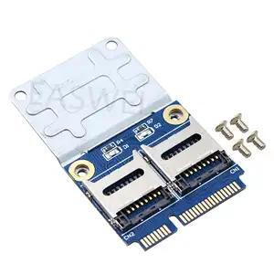 Mini leitor de cartão de memória pcie, ssd hdd para laptop dual sd sdhc sdxc tf para pcie leitor de cartão de memória mpcie para 2 mini-sdcards mini adaptador pci-e