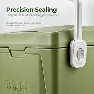 กล่องเก็บความเย็นแบบพกพา Ecooler 20 ลิตร สีเขียวมะกอก ป้องกันการรั่วซึม เก็บน้ำแข็งได้นาน 2 วัน รุ่น F5 ดีไซน์ทรงสี่เหลี่ยม สำหรับกิจกรรมกลางแจ้ง - Product Image 6