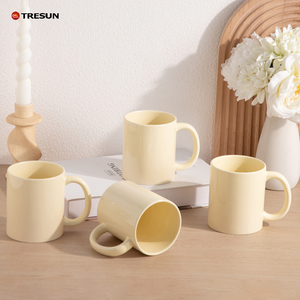 Ceramic <b>Gift</b> Coffee Mug Custom Logo Promotional Personalized Tasse Taza Creamy Yellow Ceramic Microwaveable Mug - Product Image 4