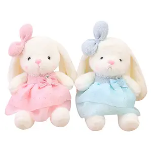 Customizable packaging new style sarong clothing 35cm/42cm size optional cute soft plush toy long ear rabbit plush manufacturer