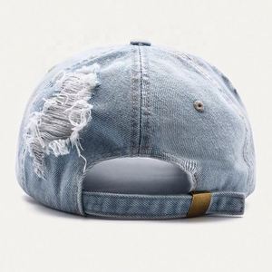 Wholesale Unisex 6-Panels Distressed Washed Sport <b>Cap</b> and Hat Women Men <b>Plain</b> Worn Out Cotton Denim Baseball <b>Caps</b> - Product Image 4