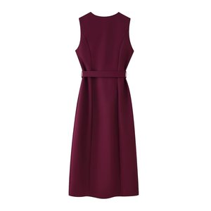 Nuovo Abito Elegante in Stile Europeo <span class=keywords><strong>e</strong></span> Americano, Senza Maniche con Collo Rotondo, Cintura <span class=keywords><strong>e</strong></span> Chiusura Monopetto - Product Image 4