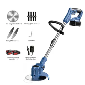 21v Professional Battery Operated Grass Trimmer Electric Power Weeder With Two Batteries