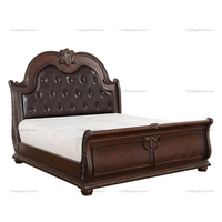 Luxus klassisches Leder Kopfteil Kingsize-Bett Antike Royal Schlafzimmer möbel für Villa Wohn möbel Schlafzimmer Set Holz