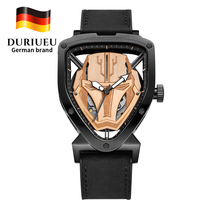 Montre mécanique à remontage automatique pour homme, 41 mm, acier inoxydable, verre saphir, boîtier triangulaire unique, mouvement apparent, bracelet en cuir