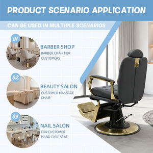 Sillón de Peluquería Reclinable Negro XFMC Factory <span class=keywords><strong>Outlet</strong></span>, Silla de Barbero Dorada para Salón de Belleza - Product Image 5