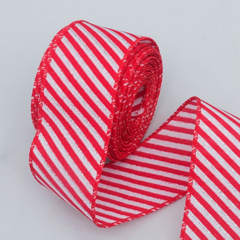 Rayures rouges et blanches-6,3 cm, 10 mètres par rouleau