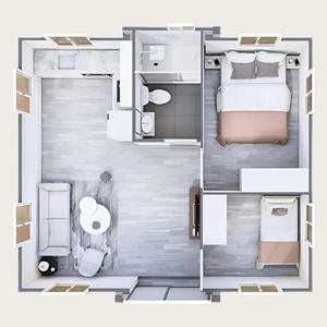 บ้านสำเร็จรูป2ห้องนอนบ้านสำเร็จรูปบ้านแบบแยกส่วนบ้านภาชนะขยายได้บ้านวิลล่า - Product Image 5