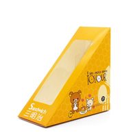 Boîtes triangulaires jetables en papier alimentaire pour sandwichs cuits au four avec emballage en lamination mate