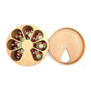 Caja organizadora de pastillas de madera de haya 2025, caja de almacenamiento de joyas para cocina, sal, medicina <span class=keywords><strong>semanal</strong></span> diaria, artesanías de madera, letreros de pared, producto - Product Image 3