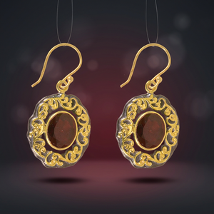 Pendientes largos colgantes de plata de ley bañados en oro con piedras preciosas, estilo étnico, elegantes y llamativos, con cuentas, bonitos, con granate, regalo ideal - Product Image 2