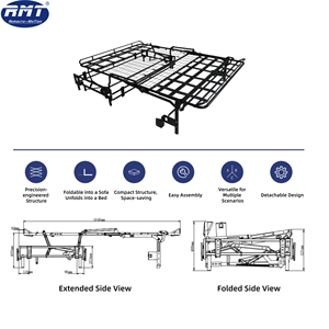Комплект фурнитуры для трансформации дивана-кровати с экономией пространства: сверхпрочный скрытый механизм складывания для функционального каркаса дивана - Product Image 2