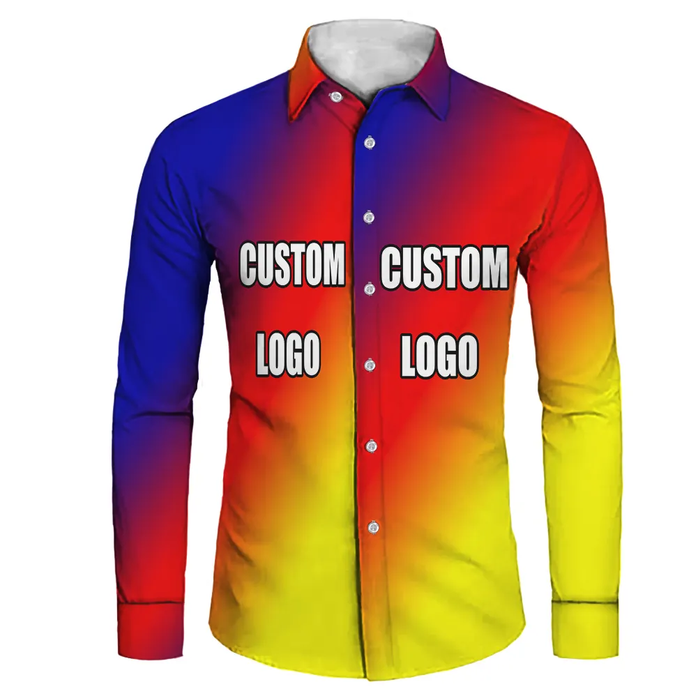 Dropshipping Customized Logo Men Shirts Long Sleeve Botton Mens Shirt Casual Shirts Modern Fit Long Sleeve Wholesale