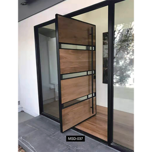 <span class=keywords><strong>Porte</strong></span> pivotante <span class=keywords><strong>d</strong></span>'<span class=keywords><strong>entrée</strong></span> moderne en acier blindé avec façade en bois, nouveau design 2021, meilleur <span class=keywords><strong>prix</strong></span> - Product Image 4