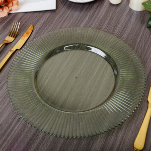 Assiettes de mariage SLC754-5 de 13 pouces, assiettes à dîner de haute qualité, vertes, rondes, transparentes, en <span class=keywords><strong>plastique</strong></span>, assiettes de présentation - Product Image 4