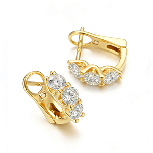 Pendientes de Aro con Diamantes Cultivados en Laboratorio, Chapados en Oro de 14K, Certificación IGI, Corte Brillante, de Lujo, para Hombres y Mujeres, Regalo para Bodas y Fiestas, Calidad VS - Product Image 3