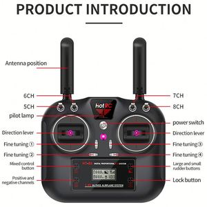 รีโมทคอนโทรล Hotrc HT-8A 2.4G 8CH PWM FHSS ตัวส่งสัญญาณโลหะ พร้อมกล่องรับสัญญาณ สำหรับโดรน FPV เครื่องบิน รถยนต์ เรือ - Product Image 2