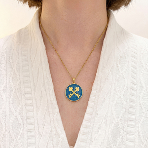 Regalo per la Cresima Cattolica, Chiavi di San Pietro del Cielo, Medaglia Sacra con Intarsio in Mosaico Blu, Ciondolo, Gioielli Religiosi all'Ingrosso - Product Image 5