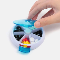 Boîte à pilules ronde à pression rotative 7 jours, jolie boîte à pilules, rangement pour médicaments, porte-médicaments, conteneur pour comprimés, boîte à pilules