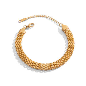 Brazalete Minimalista de Doble Nudo Chapado en Oro de 18K, Joyería Impermeable para Mujer, Pulseras de Cadena Apilables de Acero Inoxidable - Product Image 6