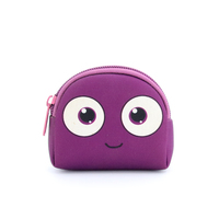 Trousse de Maquillage Mini en Néoprène à Grands Yeux de Dessin Animé, Pochette Cosmétique Semi-circulaire à Fermeture Éclair pour Filles, Idéale pour le Voyage et le Rangement