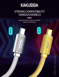 Cable KAKUSIGA Tipo-C 3A de 1.2m al por Mayor |   Cable de Carga Rápida Trenzado de ABS con Galvanoplastia, Dorado y Plateado - Product Image 3