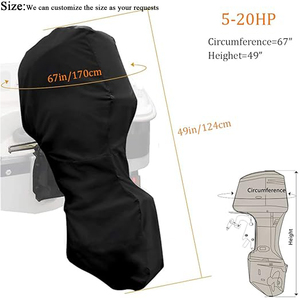 Custom ad alta densità 600D/900D dimensione universale della barca copertura del motore del tessuto del motore del cofano del motore completamente fuoribordo con cinghia antivento - Product Image 2