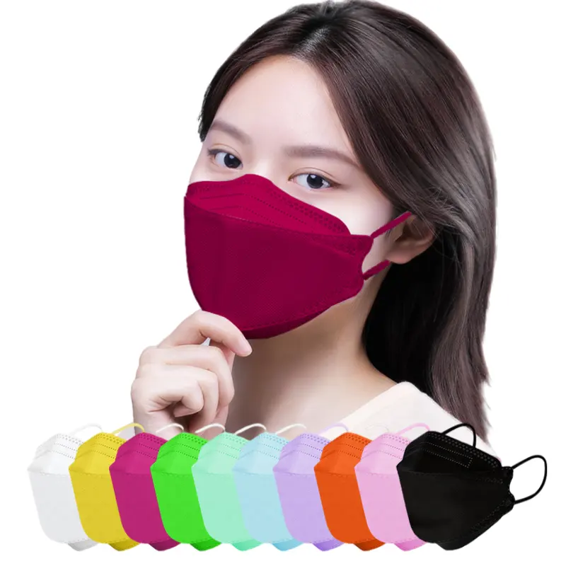 Color Box Packing EN149 Fish Shaped FFP2 4 Layer Disposable Korean Mask Kf94 Disposable Anti-dust KF94 Foldable Face Shields