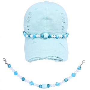 Gorra trucker de malla con cuentas estilo Y2K, cadena y dije de diamantes de imitación rojo y negro, accesorios de moda DIY para sombreros de fiesta western - Product Image 2