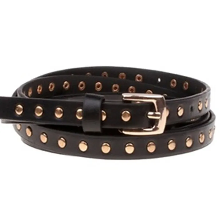 Cheap Women's PU Leather Belt with New Style Golden Metal Studs Round Decorations