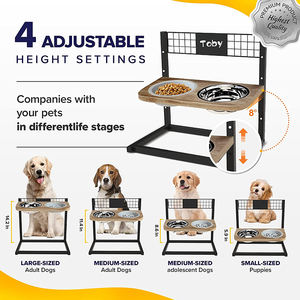 JH-Mech-Support de bol pour animaux de compagnie <span class=keywords><strong>avec</strong></span> bols de nourriture pour chiens et tapis anti-déversement, 4 hauteurs réglables, support de bol pour chien - Product Image 3