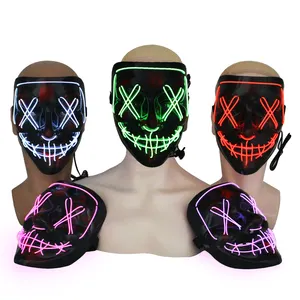 Benutzer definierte Halloween Neon Led Purge Maske Maskerade Party Luminous El Wire Led Leuchten Scary Led Maske