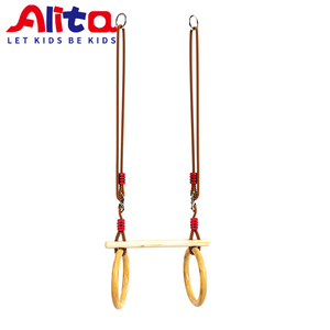 ALITA Balançoire en bois écologique et non polluante Anneau de gymnastique <span class=keywords><strong>Trapèze</strong></span> réglable Tige de balançoire Capacité de 100 à 500kg pour l'extérieur - Product Image 2