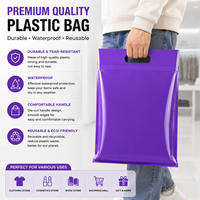Sac en plastique violet personnalisé avec poignée découpée, imperméable, réutilisable pour vêtements, cosmétiques, cadeaux, impression de logo OEM