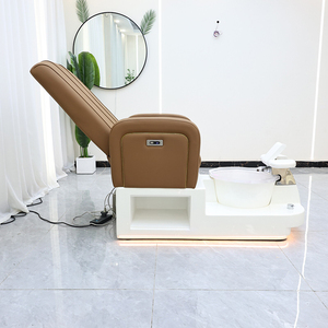 Chaise <span class=keywords><strong>de</strong></span> pédicure <span class=keywords><strong>de</strong></span> <span class=keywords><strong>salon</strong></span> <span class=keywords><strong>de</strong></span> luxe à base blanche, moderne, électrique, inclinable, dossier haut, chaise <span class=keywords><strong>de</strong></span> soin des pieds avec bol en verre - Product Image 5
