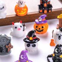 Figuras Decorativas de Resina 3D para Halloween, Calabaza, Fantasma, Sombrero de Bruja, Calavera, Miniaturas para Jardín de Hadas, Decoración de Fiestas