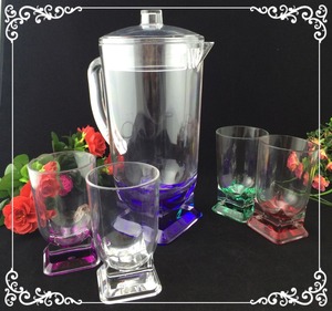 Màu Trong Suốt Hình Dạng Tròn Nhựa Acrylic 1.4 L Nước Giải Khát Bình Nước Với 4 Ly Và Khay - Product Image 6