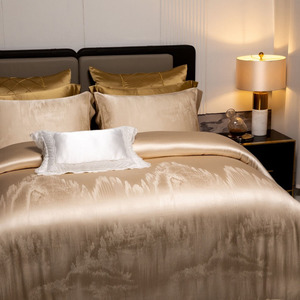 OP-edredón de seda de champán de lujo, Sábana de cama doble, juego de cama de tamaño king al por mayor - Product Image 4