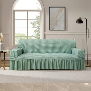 פוליאסטר ruffle פוליאסטר rufle ספנדקס כרית כיסוי אוניברסלי נשלף 2 מושבים ספה לשמיכה עם חצאית - Product Image 3