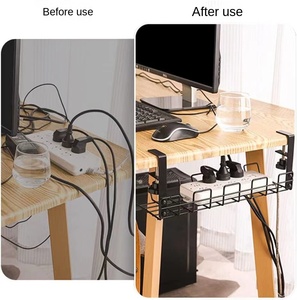 Hierro debajo de la <span class=keywords><strong>Mesa</strong></span> marco de gestión de cables estante de almacenamiento de cables enchufe cesta colgante ranura agujero - Product Image 2