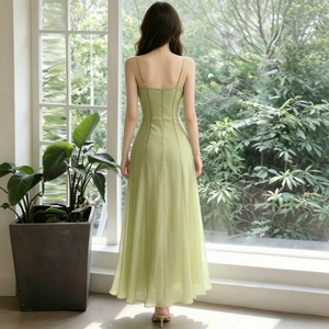 <span class=keywords><strong>Robe</strong></span> longue élégante en mousseline vert <span class=keywords><strong>sauge</strong></span> pour femme, coupe évasée, idéale pour les invitées de mariage en bord de mer, <span class=keywords><strong>robe</strong></span> longue éthérée pour les vacances d'été - Product Image 2