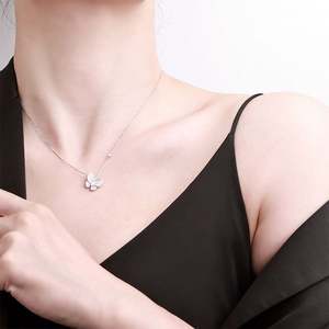 Beautiful Platinum Plated <b>925</b> Sterling <b>Necklace</b> S925 Sterling <b>Silver</b> <b>Necklace</b> with Diamonds butterfly wings Moissanite <b>Necklace</b> - Product Image 2
