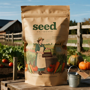 Bolsa de plástico impresa personalizada para comida, cremallera, lino, calabaza, sésamo, semillas de chía, bolsa de embalaje con logotipo - Product Image 3