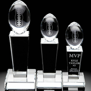 Trophée de football en cristal MVP personnalisé transparent de luxe - Product Image 1