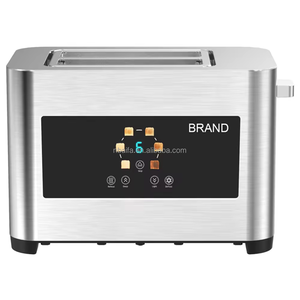 Aifa - Torradeira de <span class=keywords><strong>4</strong></span> fatias com tela colorida pop-up, torradeira doméstica de aço inoxidável com logotipo personalizado, com ranhura longa e tela sensível ao toque, novidade em aço inoxidável
