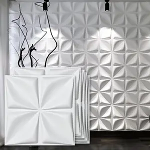 UDK 3D PVC Wall Panels White Petal Design 50*50cm decor waterproof fire retardant