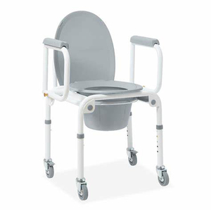 <span class=keywords><strong>Chaise</strong></span> <span class=keywords><strong>de</strong></span> toilette pliable en acier inoxydable avec roues - Product Image 2