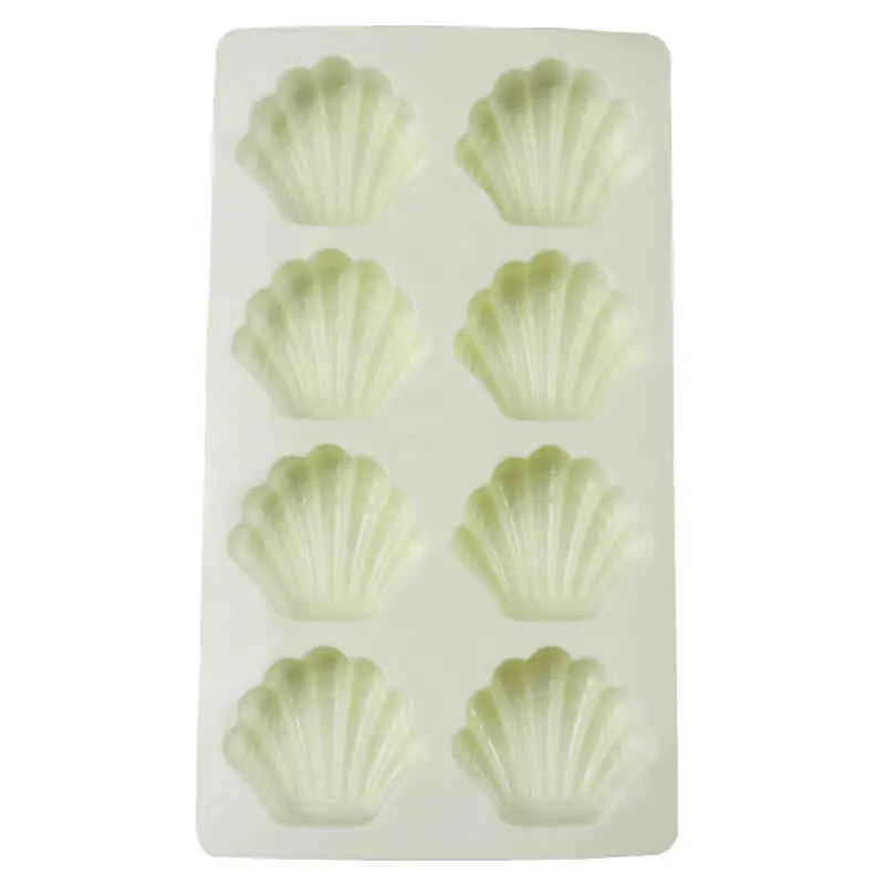 Molde de silicone de concha com 8 furos, ferramentas de decoração para bolo, cupcake, artesanato de açúcar, molde para chocolate, sabonete, artesanal