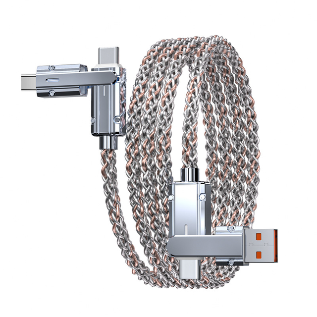 New Arrival PD 100W RGB 4-in-1 Type-C Fast Charging Cable with Fiber Optic Jacket-Super Fast Charge for Computer & Printer