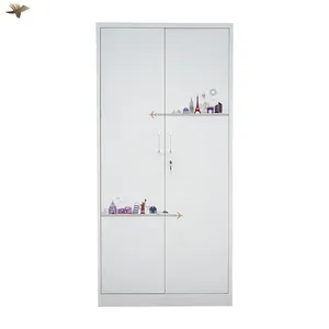 Modern low price different colour printing design metal 2 doors steel wardrobe almari baju armoire wardrobe